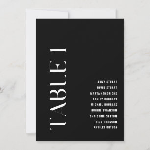Invitation Tableau 1 Mariage moderne Gras Numéro de tableau