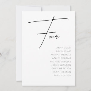 Invitation Tableau 4 Mariage moderne Numéro du tableau modèle