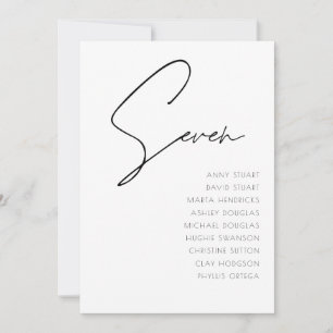 Invitation Tableau 7 Mariage moderne Numéro du tableau modèle