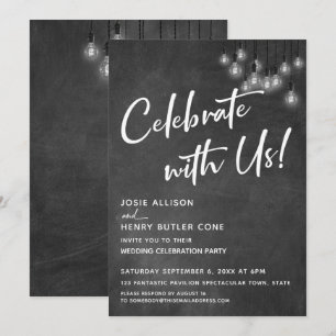 Invitation Tableau craie Edison Lumières Moderne Célébrez ave