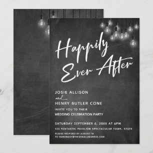 Invitation Tableau craie Edison Lumières Moderne Heureux Pour