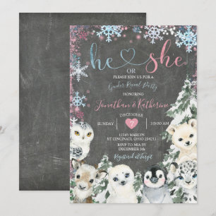 Invitation Tableau de bord Animal Genre Révéler Snowflakes