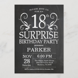 Invitation Tableau de bord de l'invitation surprise 18e anniv