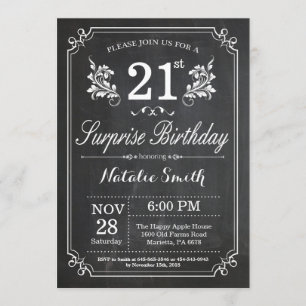Invitation Tableau de bord de l'invitation surprise 21e anniv