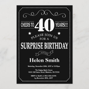 Invitation Tableau de bord de l'invitation surprise 40e anniv