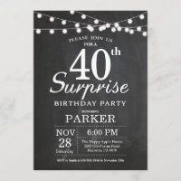 Tableau de bord de l'invitation surprise 40e anniv