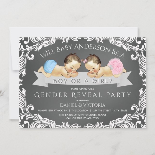 Invitation Tableau de bord Genre Révéler Baby Shower Invitati (Devant)
