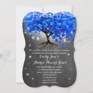 Invitation Tableau de bord Royal Blue Heart Leaf Tree Mason J