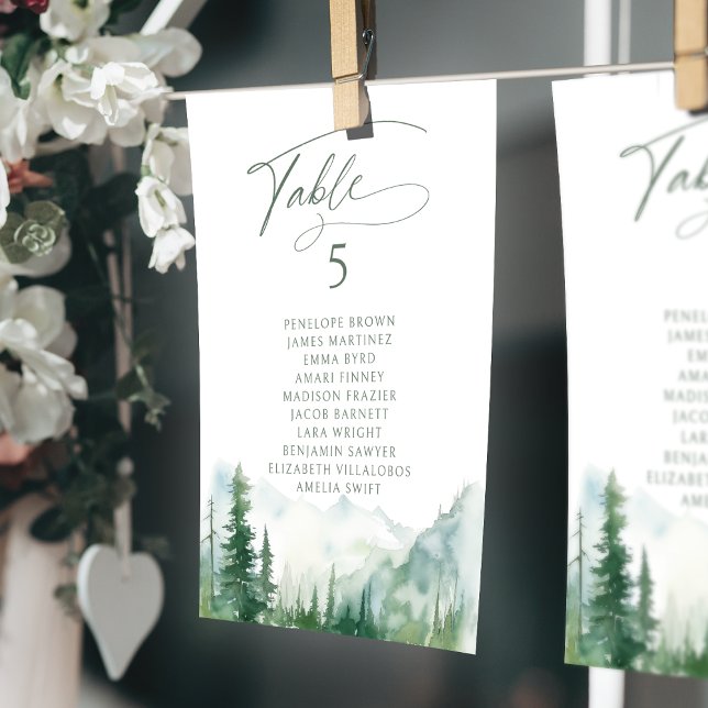 Invitation Tableau de numérotation des tables de Sage Mountai (Sage Mountain table number seating chart)