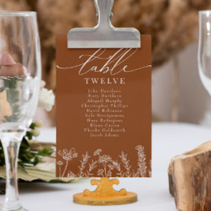 Invitation Tableau de placement de mariage orange brûlé de fl
