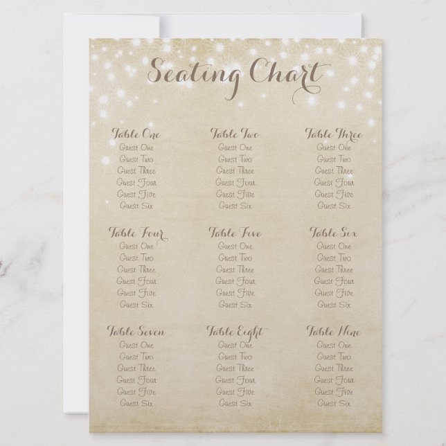 Invitation Tableau de placement Parchment Sparkle (Dos)