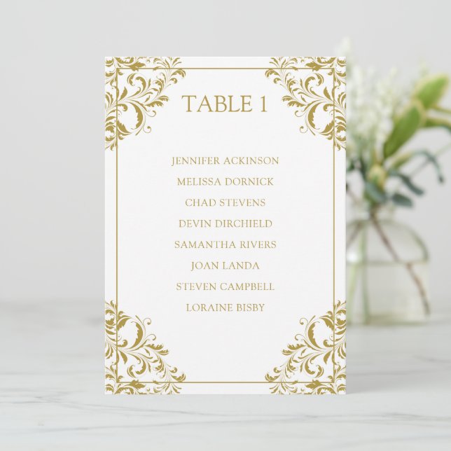 Invitation Tableau de plan de table Nadine | Or (Debout devant)