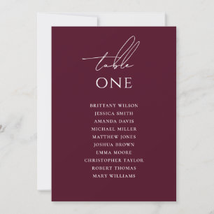 Invitation Tableau de Siège de Mariage Vin Noir Bourgogne R