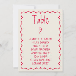 Invitation Tableau de siège unique Mariage rétro écrit à la m