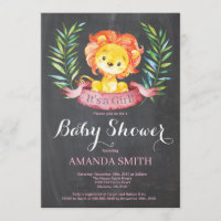 Tableau d'invitation de baby shower de lion de