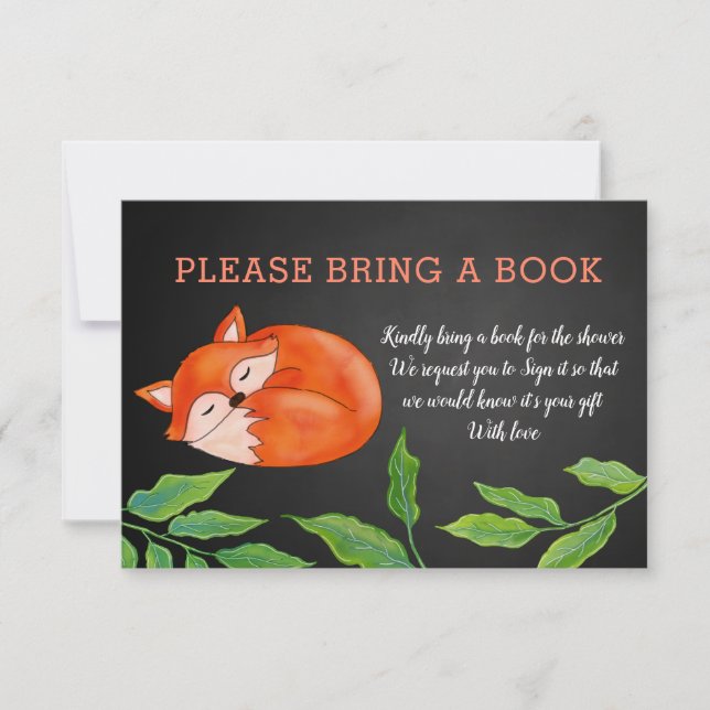 Invitation Tableau | Fox | Apportez Un Livre | BABY SHOWER (Devant)