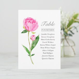Invitation Tableau Mariage simple rose Peony