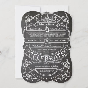 Invitation Tableau Mariage Typographie Moderne Vintage