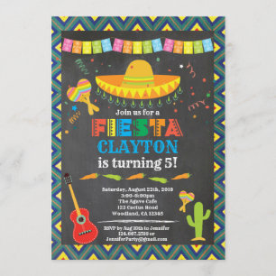 Invitation Tableau noir casquette de fêtes sombrero
