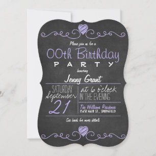 Invitation Tableau noir et blanc Fête d'anniversaire rustique
