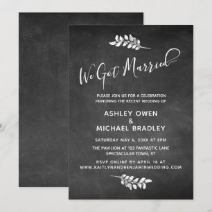 Invitation Tableau noir et botanique Réception de mariage