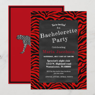 Invitation Tableau noir et rouge zèbre rayé