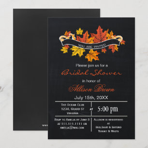 Invitation tableau noir feuilles d'érable automne douche nupt