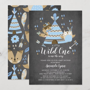 Invitation tableau noir garçons Wild One Baby shower Invitati