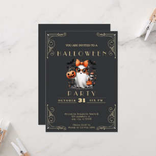 Invitation Tableau noir Halloween étoiles fantômes chauves-so
