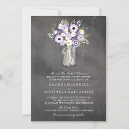 Invitation Tableau noir Mason Jar violet Garden | MARIAGE