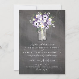 Invitation Tableau noir Mason Jar violet Garden | MARIAGE