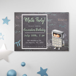 Invitation Tableau noir mathématique avec calculateur d'équat