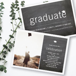 Invitation Tableau noir minimal Graduate Photo Party