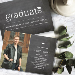 Invitation Tableau noir minimal Graduate Photo Party