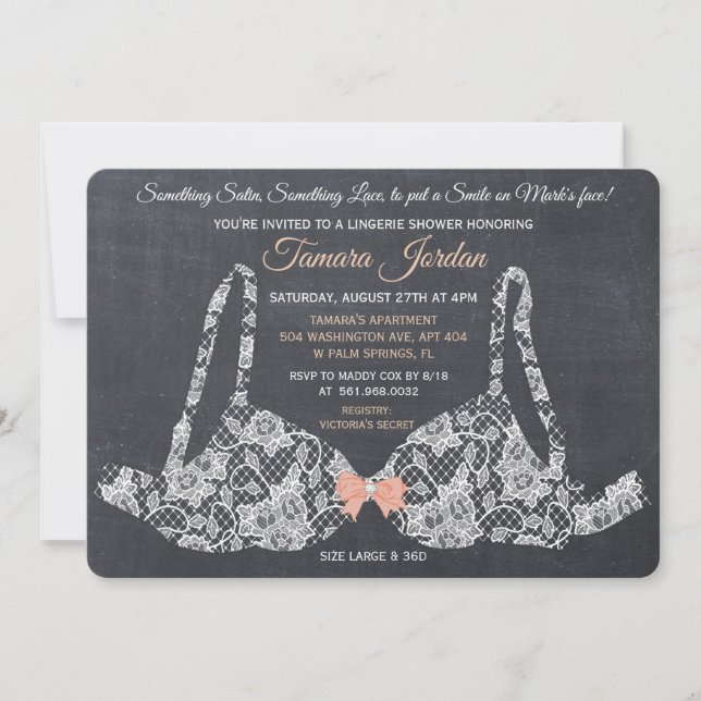 Invitation tableau noir pour douche de lingerie en (Devant)