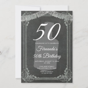 Invitation Tableau noir pour fête d'anniversaire mexicaine 50