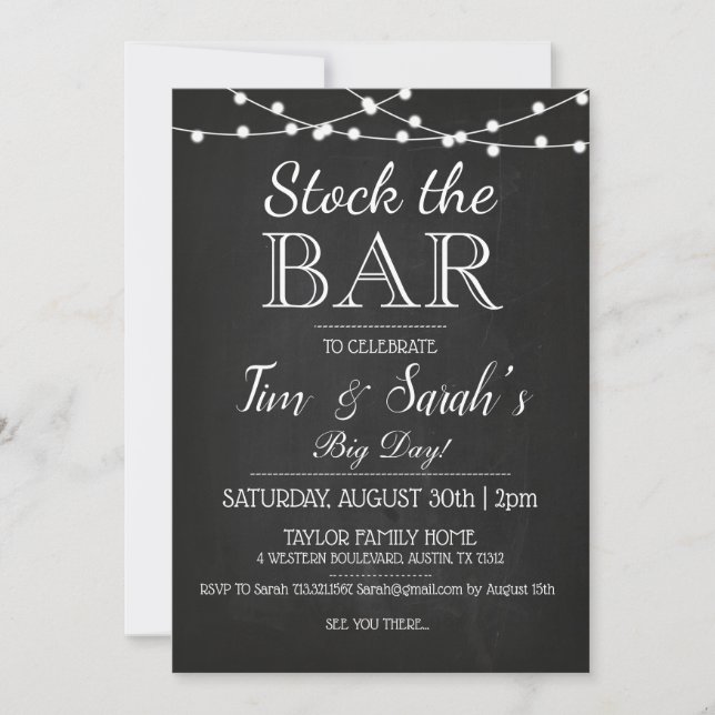 Invitation Tableau Noir Stockez Le Bar Personnaliser La Fête  (Devant)