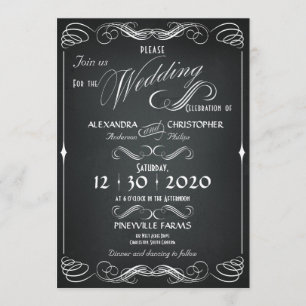 Invitation Tableau noir Vintage Gras de typographie Mariage C