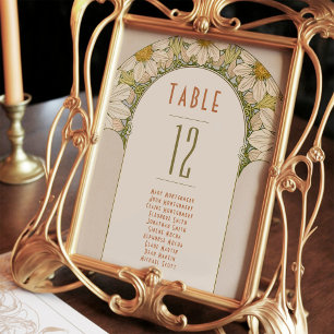 Invitation Tableau Numéros Marguerites Vintage Art Nouveau Ma
