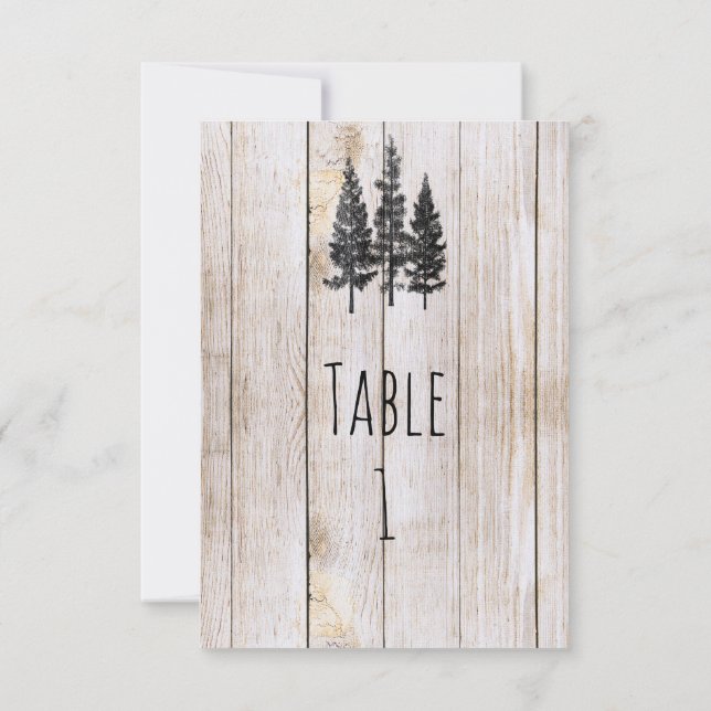 Invitation Tables de mariage en bois de pin rustique numéro (Dos)