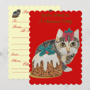 Invitation tablette gris chaton mignonne lécher paw fête de n