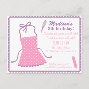 Invitation Tablier Élégant Tendance Cuisine Pâtisserie Annive