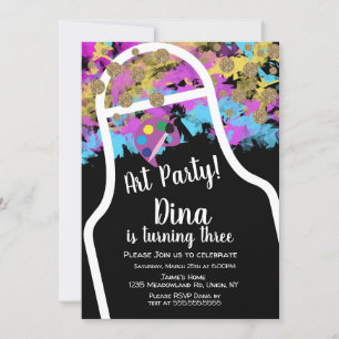 Invitation Tabliers de peinture Art éclaboussure pour fête d'