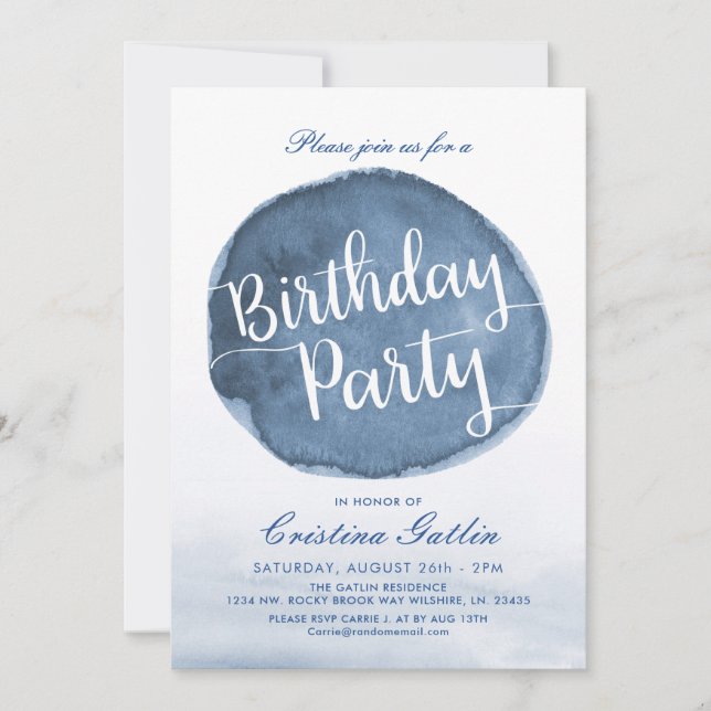 Invitation Tache d'eau de lac | Fête d'anniversaire personnal (Devant)