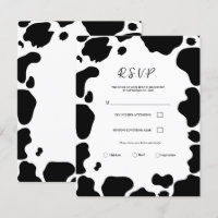 Taches de Vache Moo Imprimé Mariage RSVP Noir & Bl