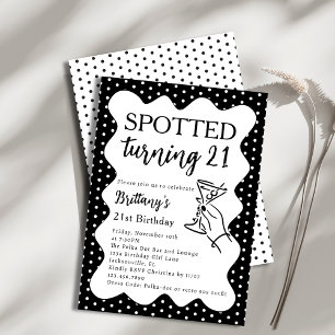 Invitation Taches Tournant 21 Polka Dot Fête d'anniversaire d