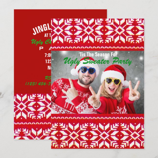 Invitation Tacky Christmas horrible Sweater Party (Devant / Derrière)