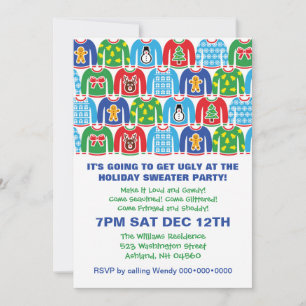 Invitation Tacky Holiday Sweater Party Ugly Sweater Invitatio