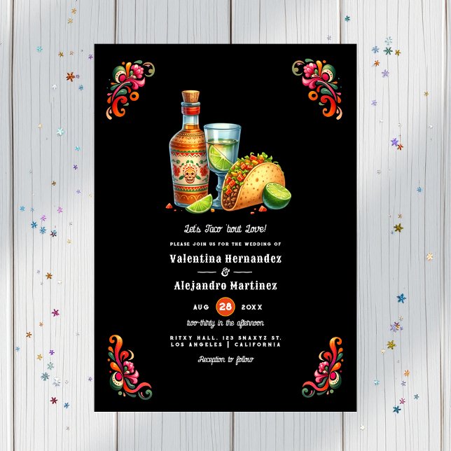 Invitation Taco 'À propos de l'amour : Mariage de Fiesta vibr (Let's Taco 'bout Love: Vibrant Fiesta Wedding Invitation)