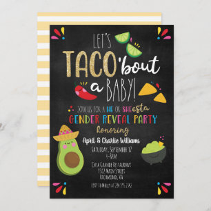 Invitation Taco 'à propos d'une fête de bébé thème Révélation